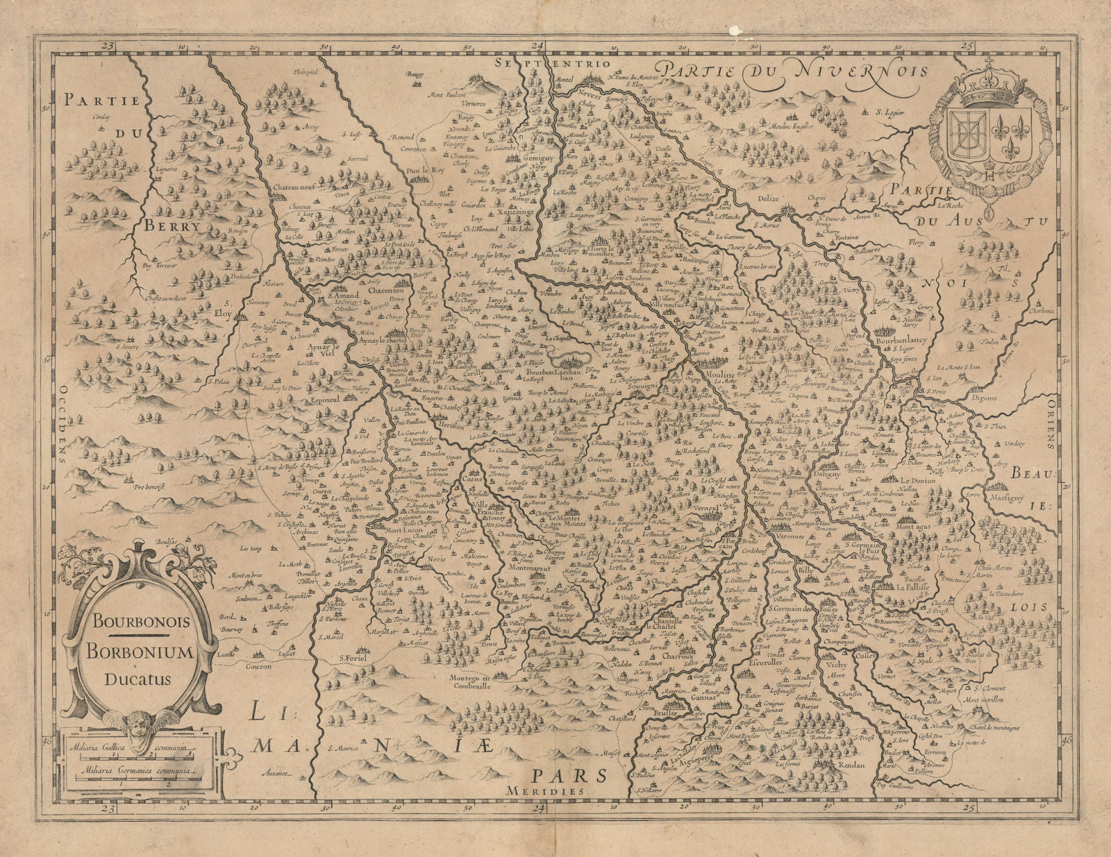 Bourbonois. Borbonium Ducatus. Allier, Nièvre & Cher. Mercator/Hondius c1631 map